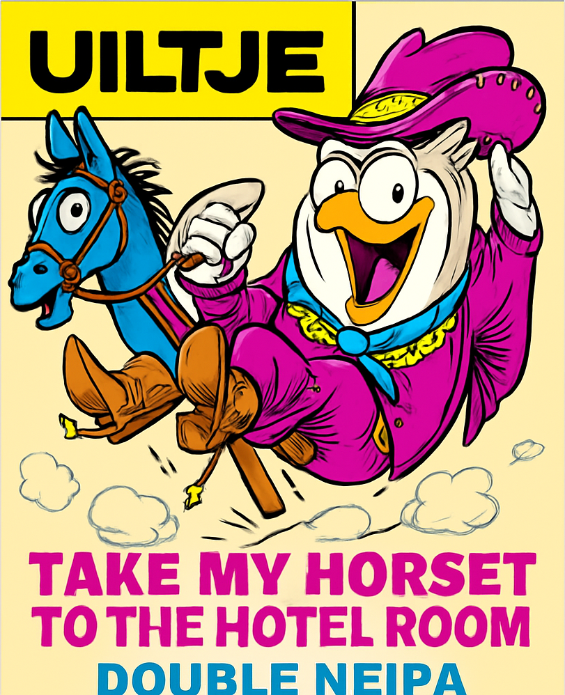Etiket van Uiltje Take my Horse to the Hotel Room