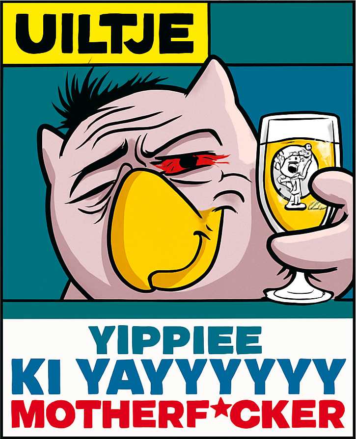 Etiket van Uiltje Yippi Ki Yayy Motherf*cker