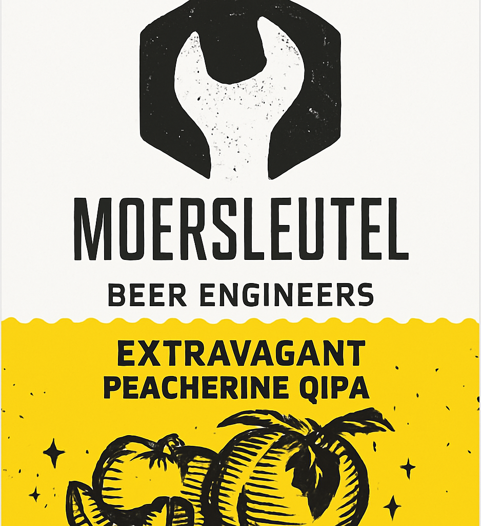 Etiket van Moersleutel Extravagant Peacharine QIPA