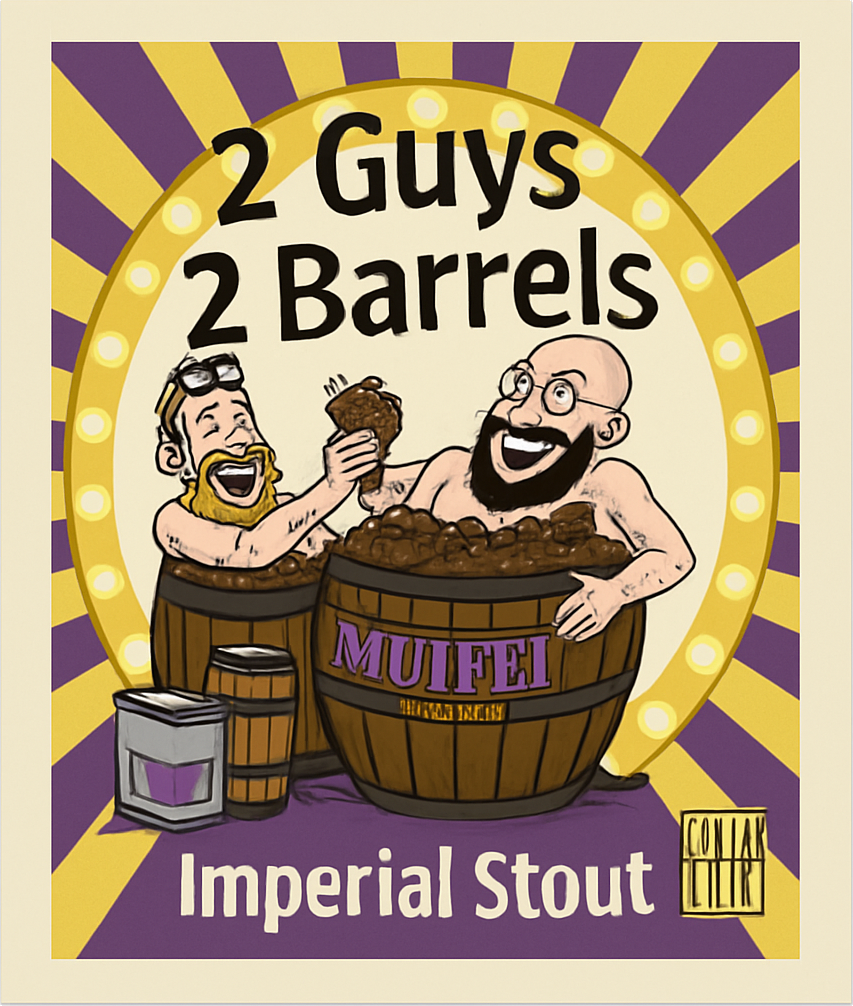 Etiket van Muifel 2 Guys 2 Barrels