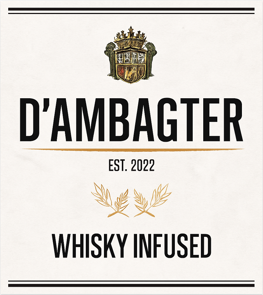 Etiket van d'Ambagter Quadrupel whisky infused