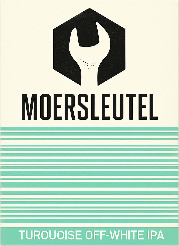 Etiket van Moersleutel Barcode Turquoise Off-White