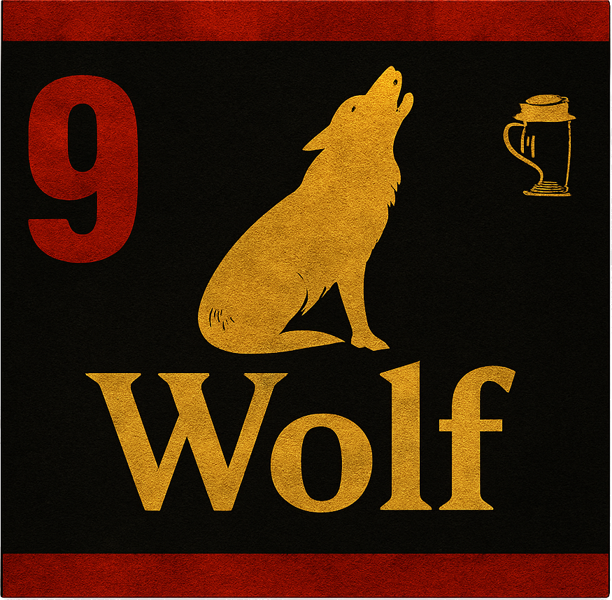 Etiket van Wolf 9 Strong Dark Ale