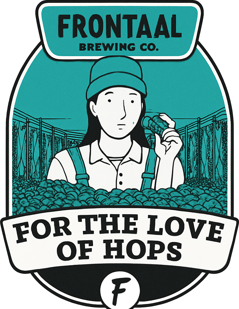Etiket van Frontaal For The Love of Hops Turquoise