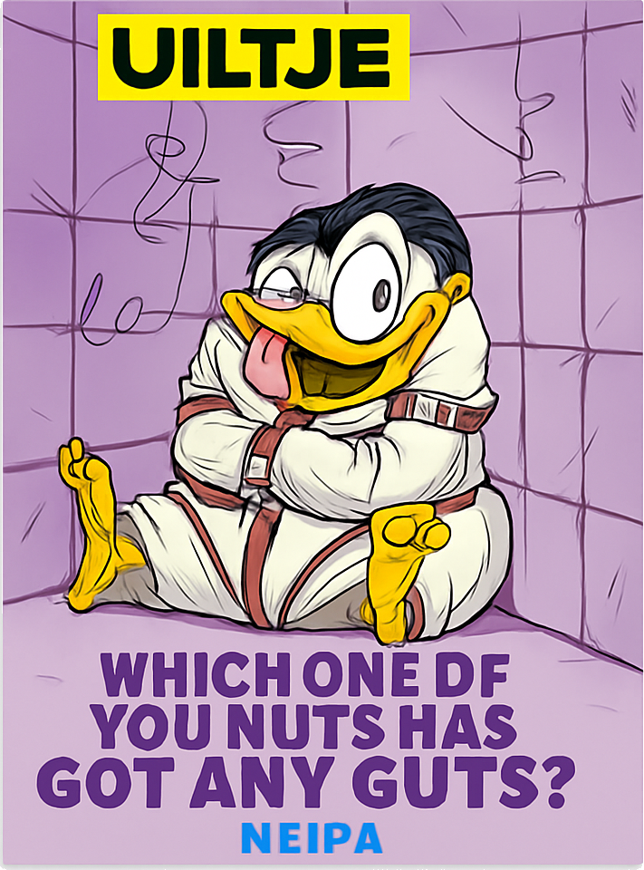 Etiket van Uiltje Which One Of You Nuts Has Got Any Guts?