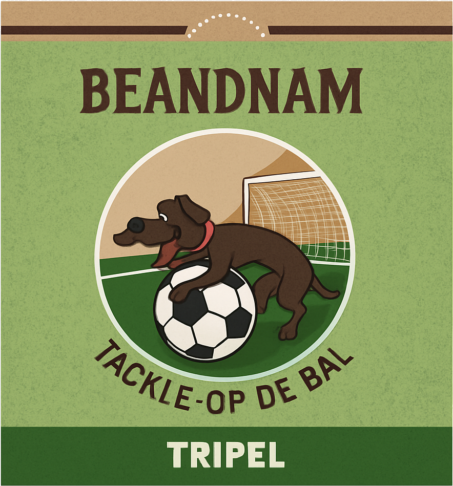 Etiket van Bier & Ballen Tackle op de bal