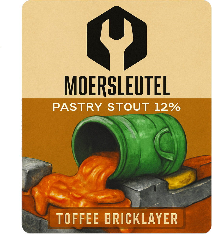 Etiket van Moersleutel Toffee Bricklayer