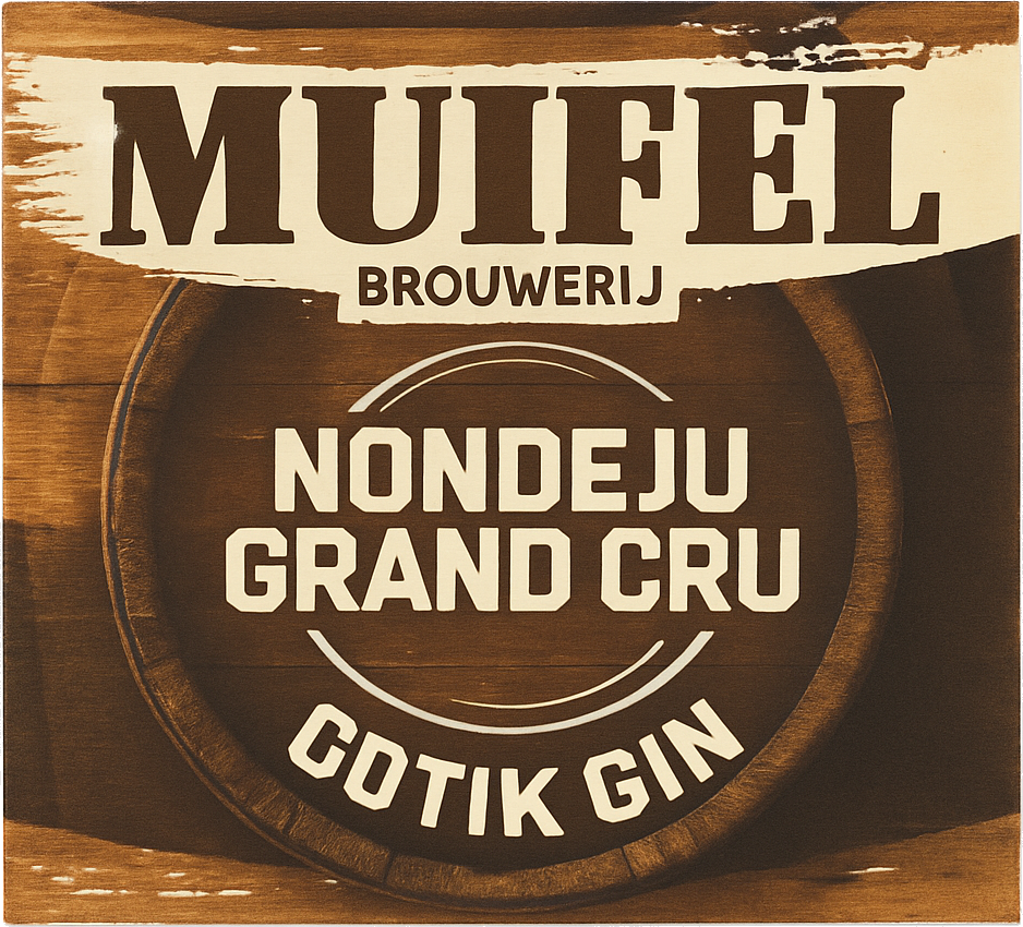 Etiket van Muifel Nondeju Grand Cru Gotik Gin Vatgerijpt