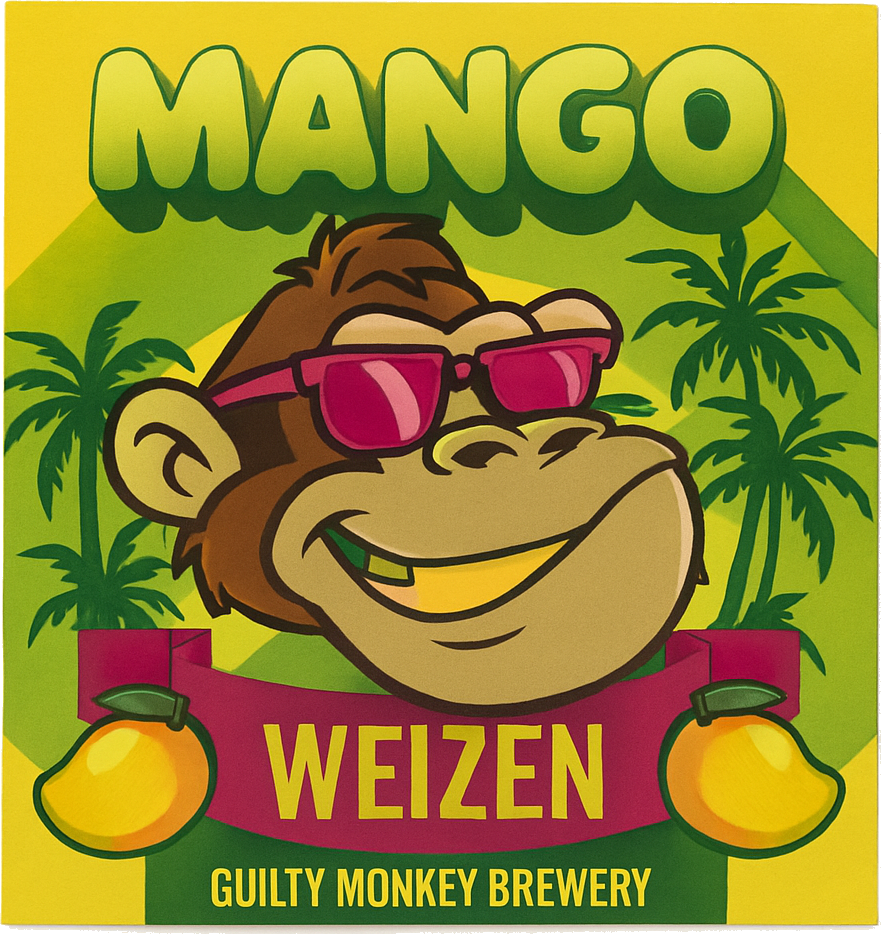 Etiket van Guilty Monkey Mango Weizen
