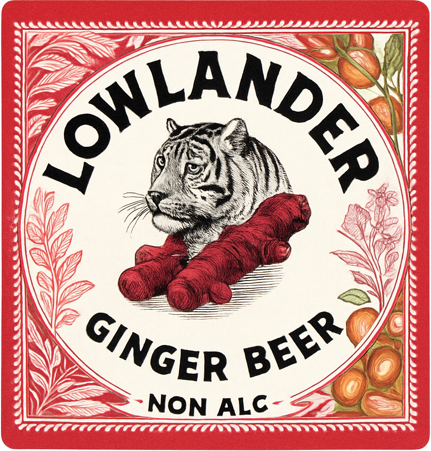 Etiket van Lowlander Ginger Beer non-alc