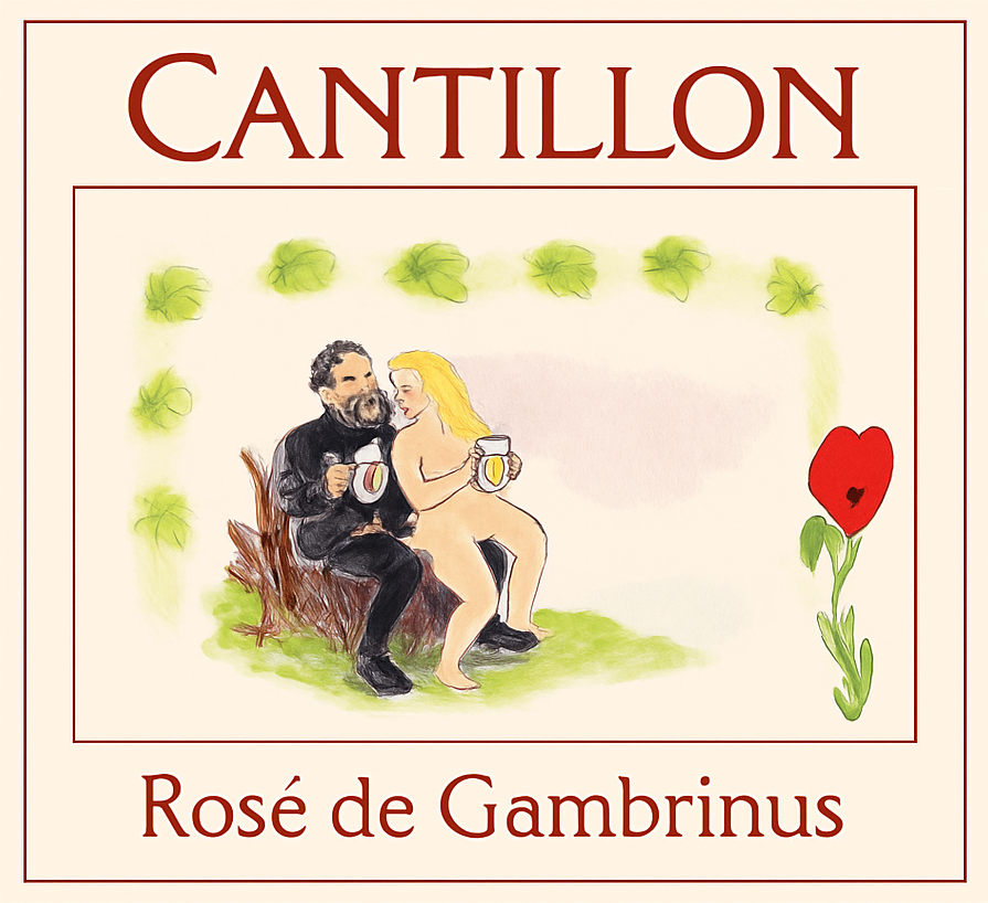 Etiket van Cantillon Rosé de Gambrinus