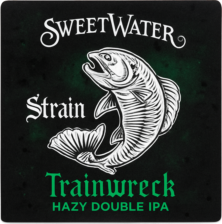 Etiket van SweetWater Trainwreck DIPA