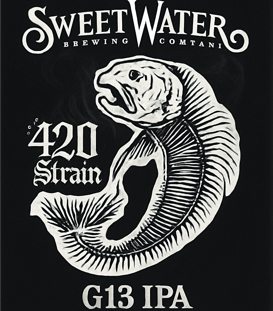 Etiket van SweetWater 420 Strain G13 IPA