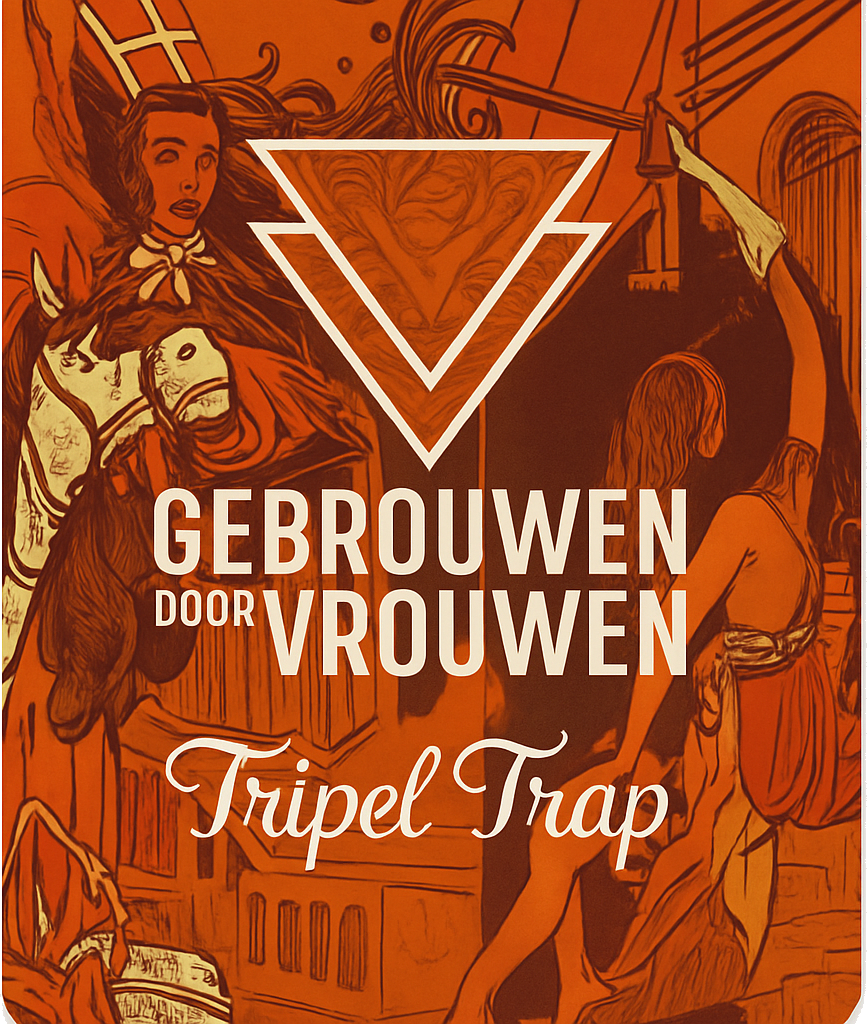 Etiket van Gebrouwen door Vrouwen Tripel Trap