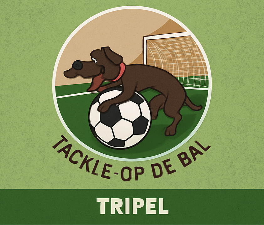 Etiket van Bier & Ballen Tackle op de bal