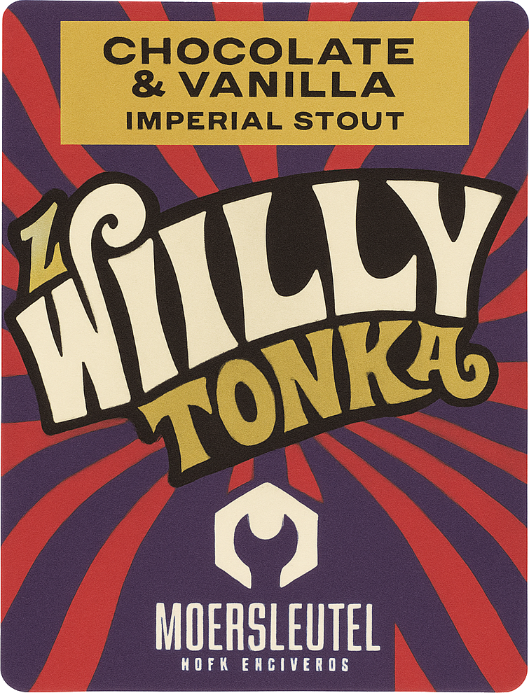 Etiket van Moersleutel Willy Tonka Chocolate & Vanilla