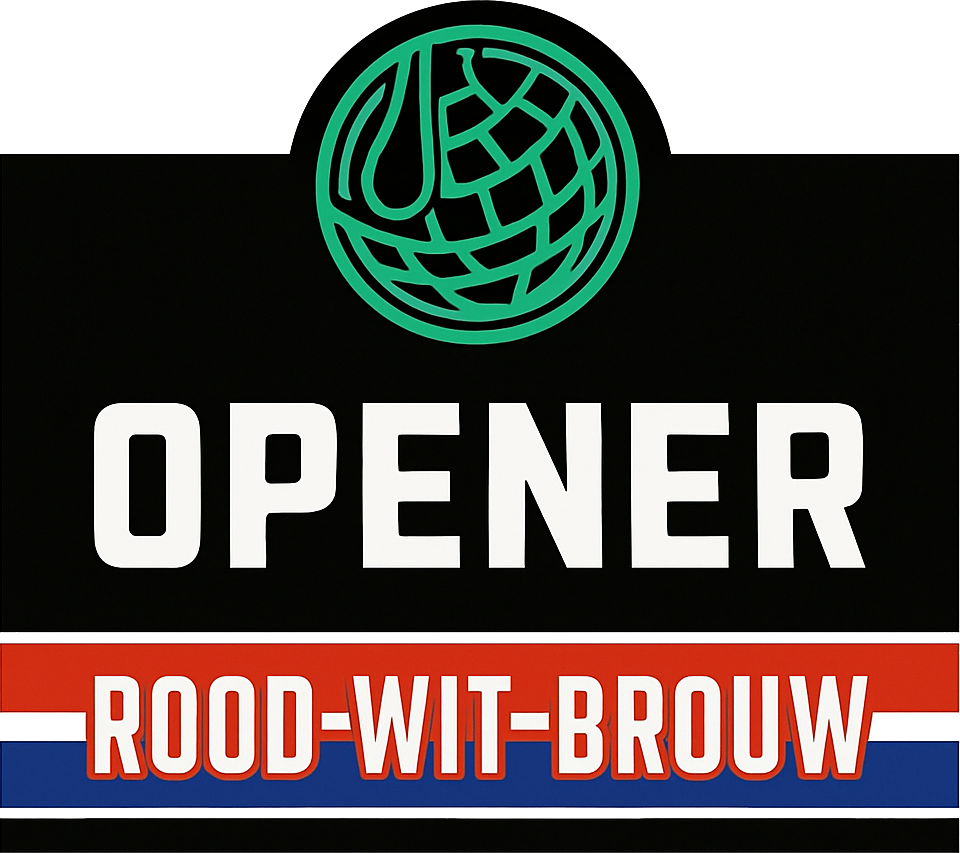 Etiket van Opener Rood-Wit-Brauw