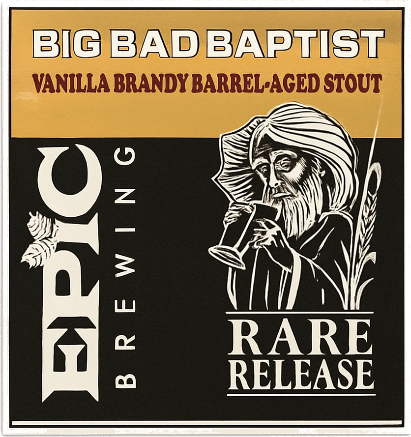 Etiket van Epic Brewing Big Bad Baptist Vanilla Brandy Barrel Aged Stout