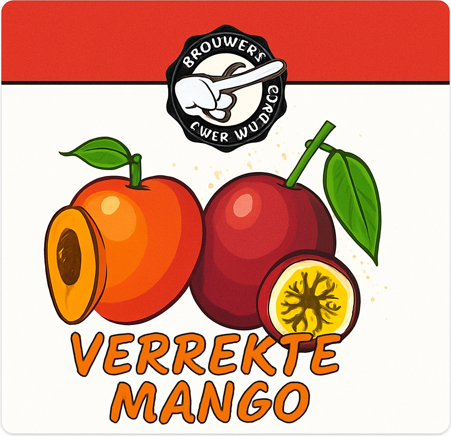 Etiket van Twee Vingers Verrekte mango