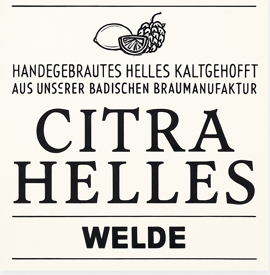 Etiket van Welde Citra Helles