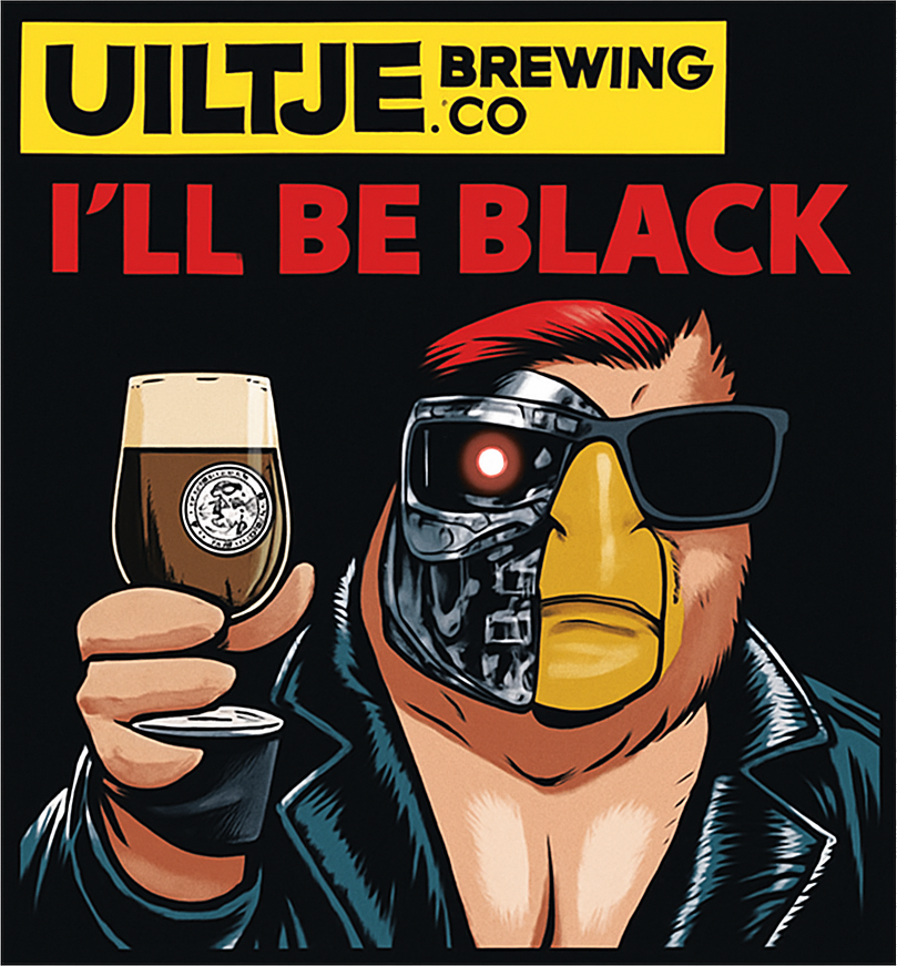 Etiket van Uiltje I'll be Black