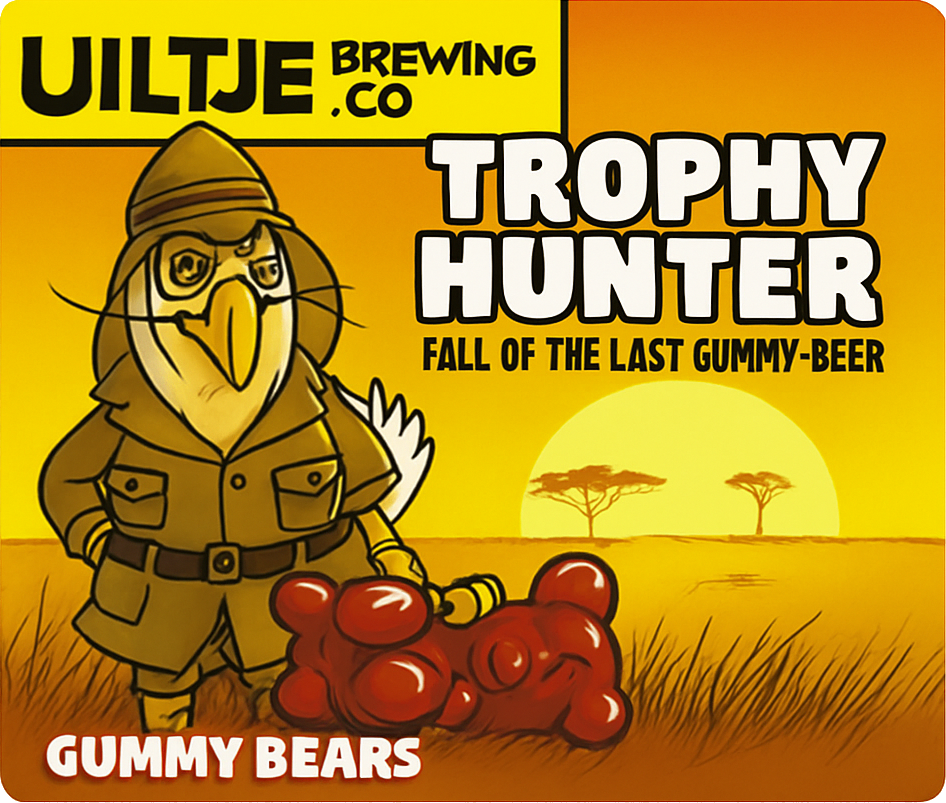 Etiket van Uiltje The Trophy Hunter