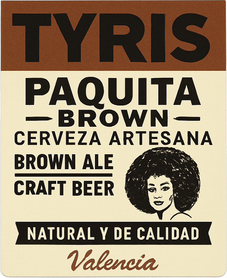 Etiket van Tyris Paquita Brown