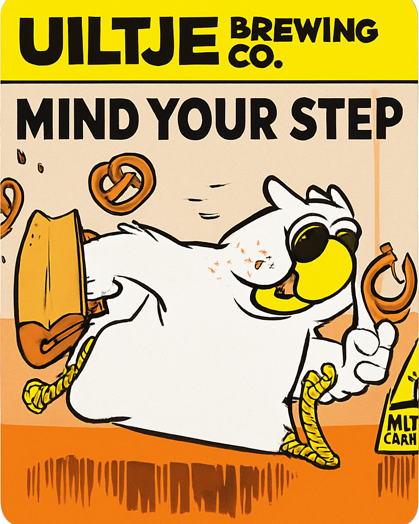 Etiket van Uiltje Mind Your Step - Salted Caramel & Pretzel