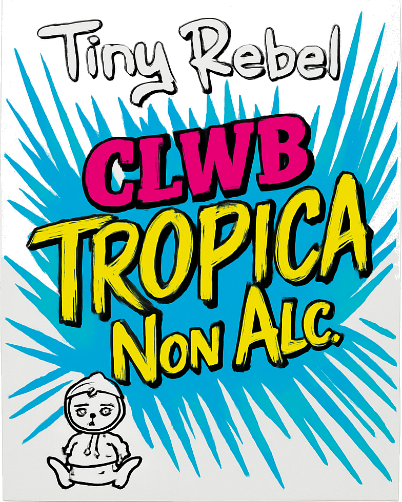 Etiket van Tiny Rebel Clwb Tropica Non Alc. IPA
