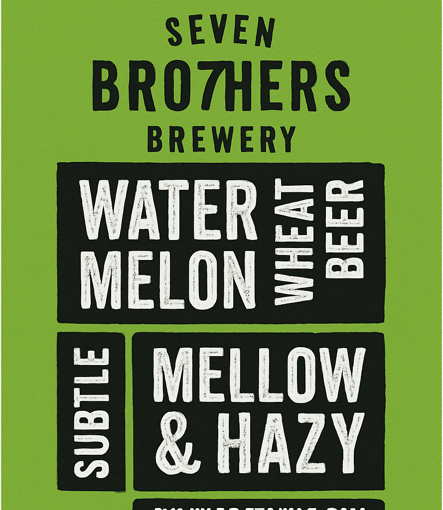 Etiket van Seven Bro7hers Watermelon Wheat Beer