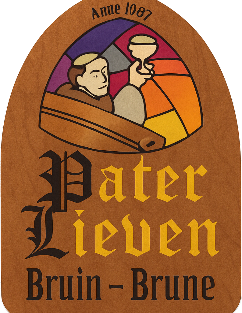 Etiket van Van Den Bossche Pater Lieven Bruin