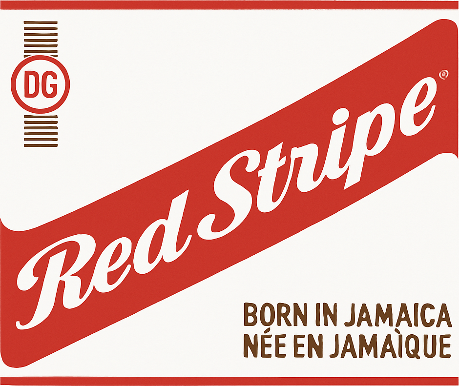 Etiket van Red Stripe