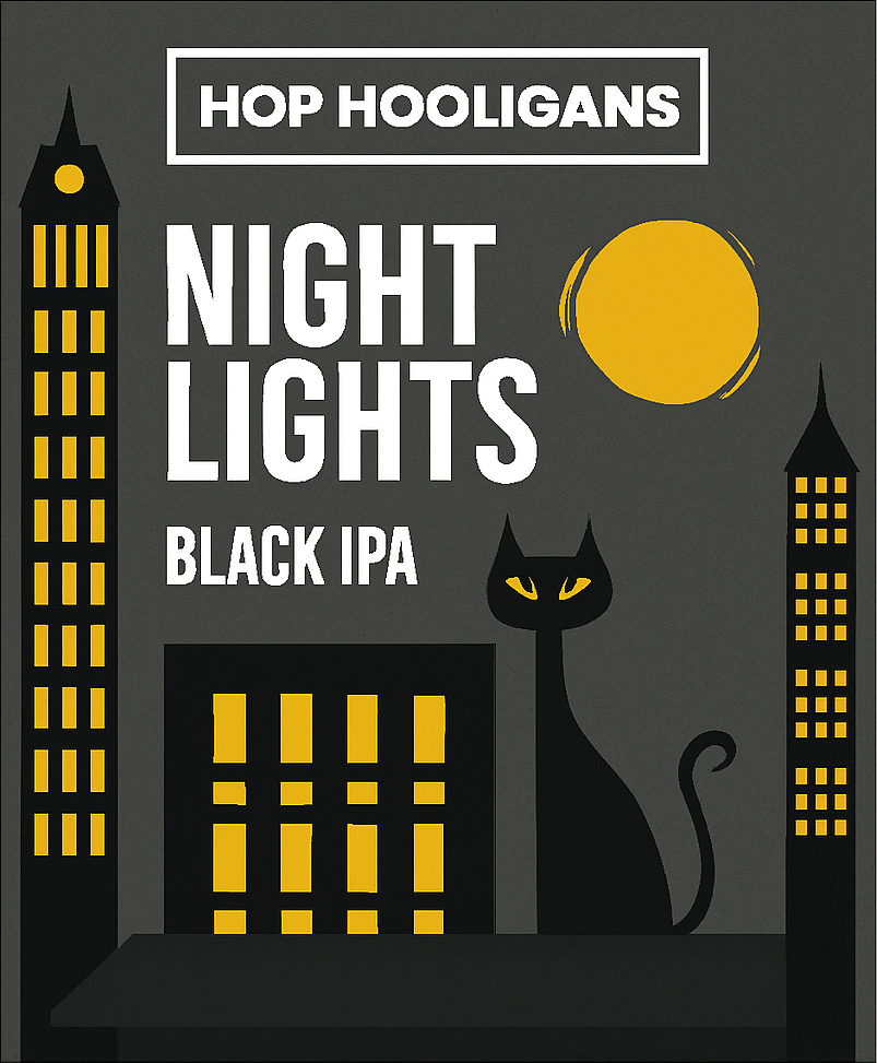 Etiket van Hop Hooligans - Night Lights - Black IPA