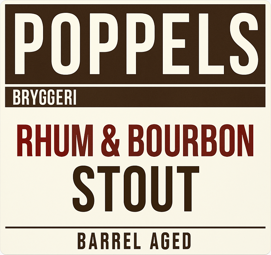 Etiket van Poppels Rhum and Bourbon Stout