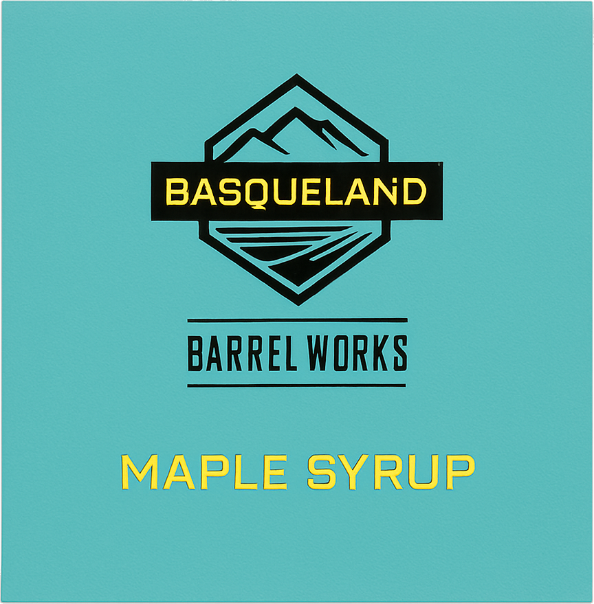 Etiket van Basqueland Barrel Works Maple Syrup