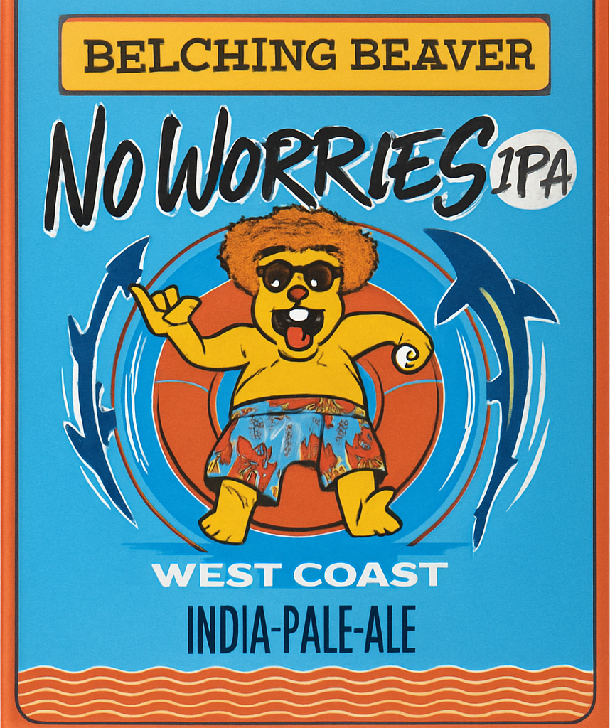 Etiket van Belching Beaver No Worries -