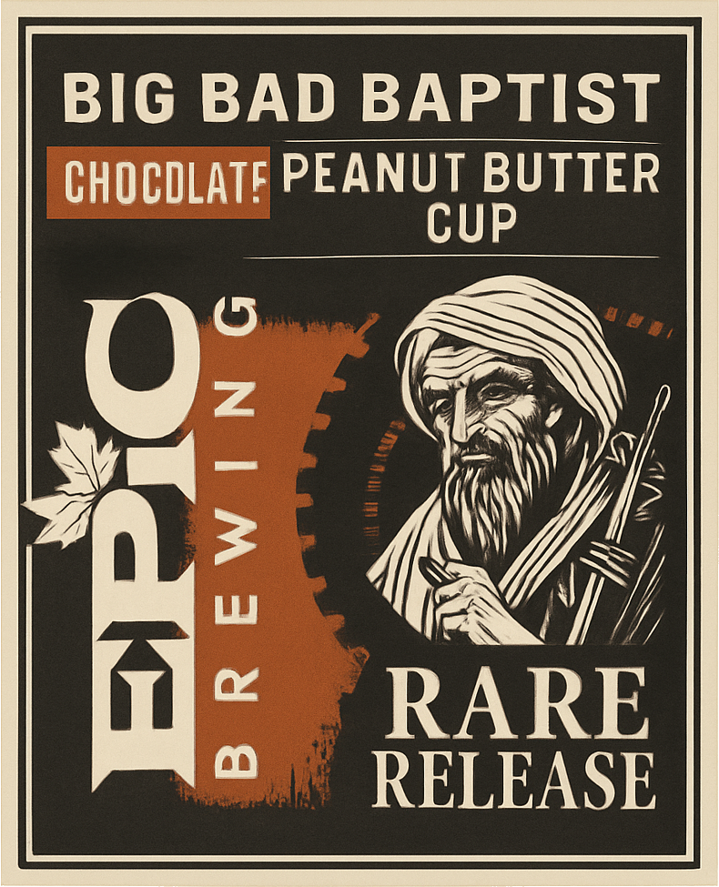 Etiket van Epic Big Bad Baptist Double Chocolate Double Peanut Butter