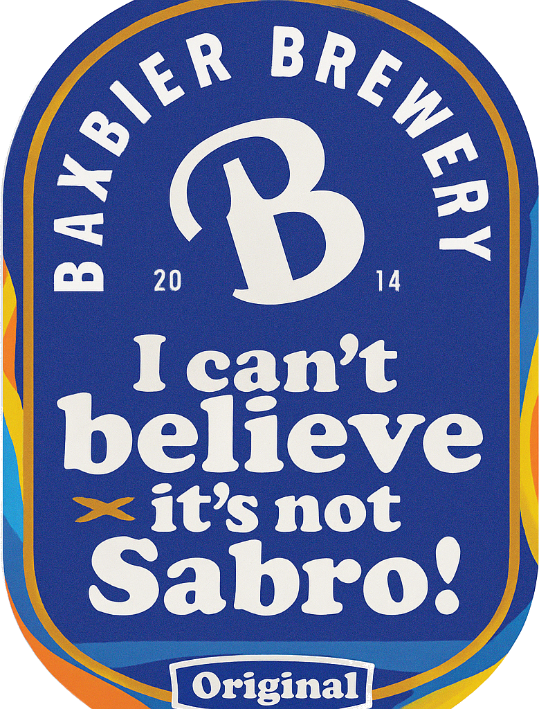 Etiket van Bax I can't believe it's not Sabro