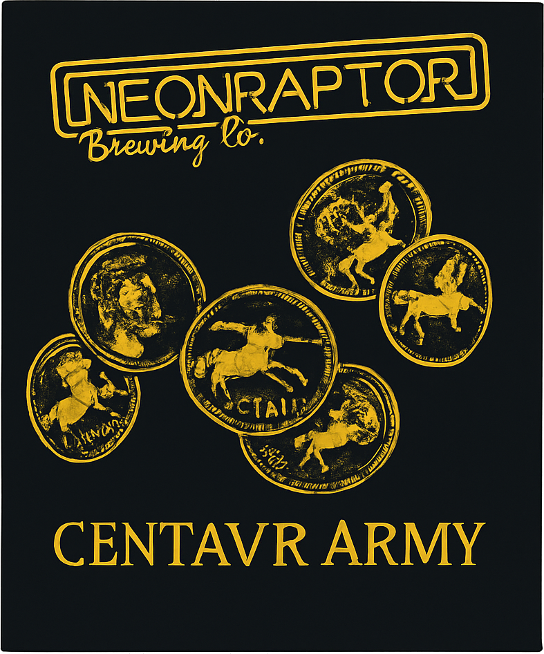 Etiket van Neon Raptor Centaur Army
