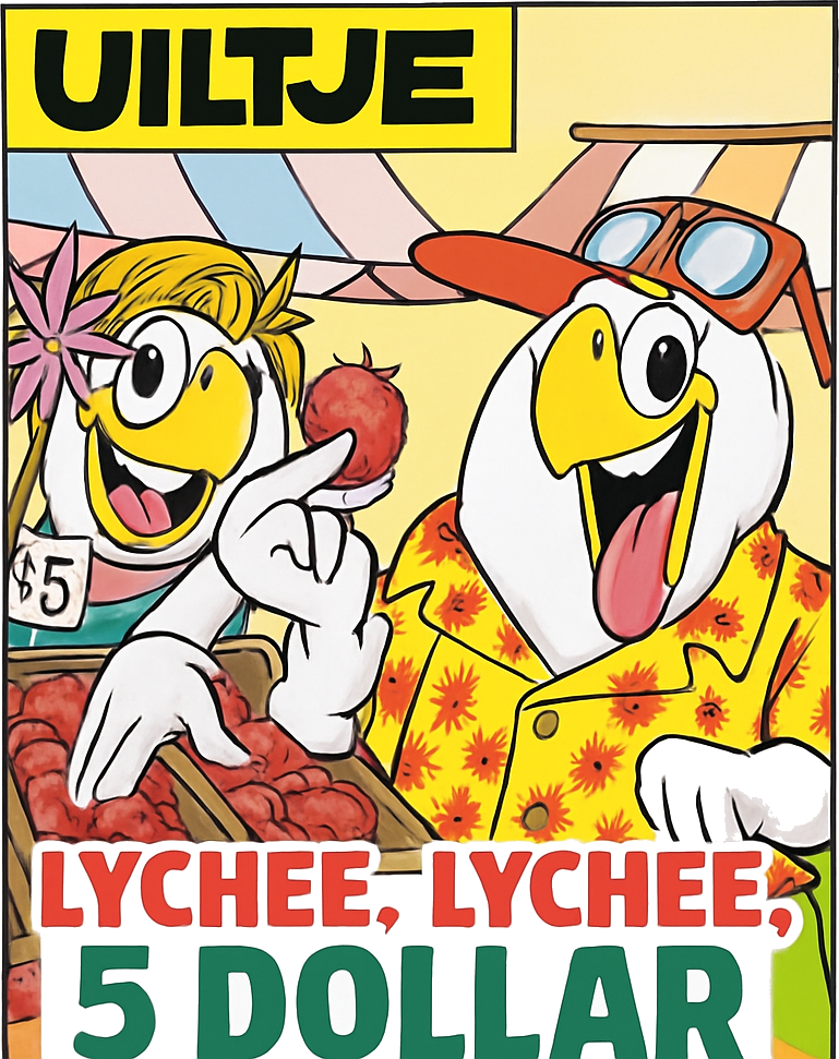 Etiket van Uiltje Lychee, Lychee, 5 dollar