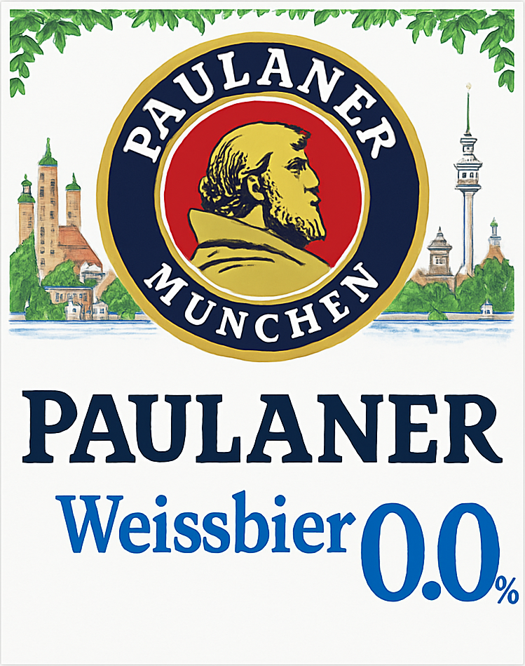 Etiket van Paulaner Weissbier 0.0