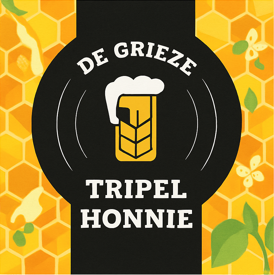 Etiket van De Grieze Tripel Honnie