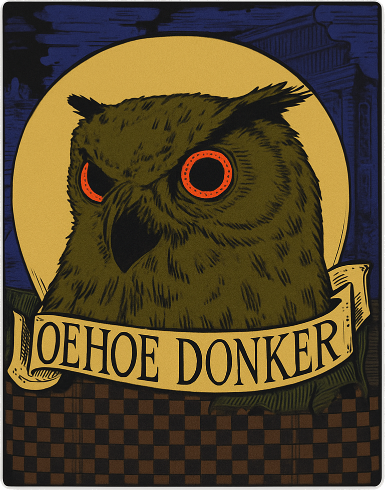 Etiket van Heidebrouwerij Oehoe Donker