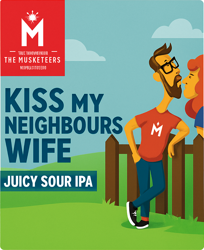 Etiket van Musketeers Kiss My Neighbour's Wife