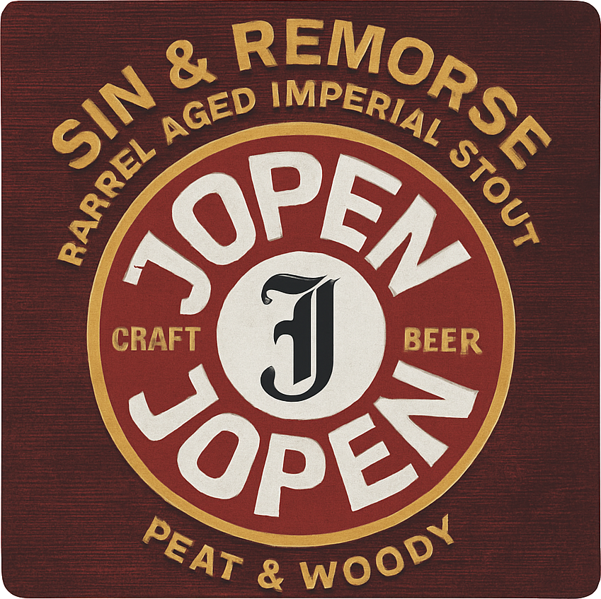 Etiket van Jopen Sin en Remorse BA Peated Whiskey