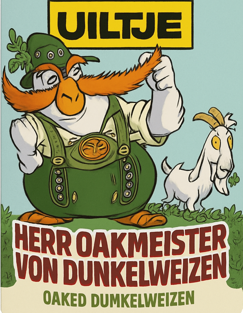 Etiket van Uiltje Herr Oakmeister Von Dunkelweizen