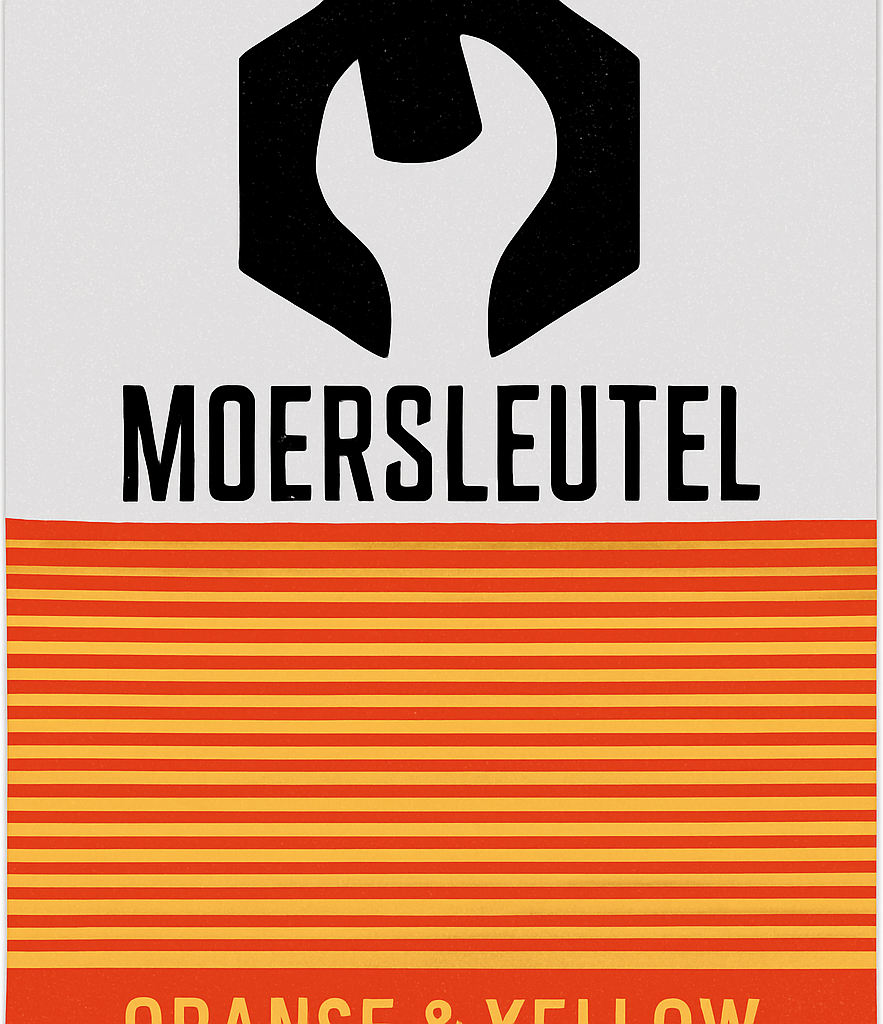 Etiket van Moersleutel  Streepjescode Oranje & Geel