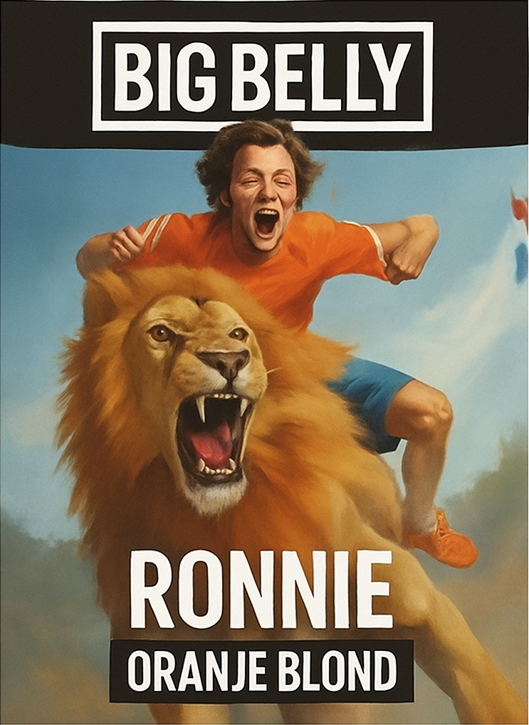Etiket van Big Belly RONNIE Oranje Blond