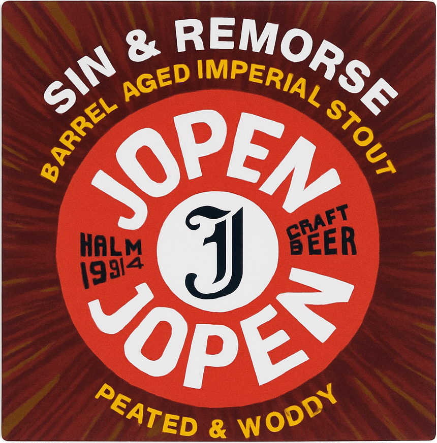 Etiket van Jopen Sin & Remorse BA Peated Whiskey Blend