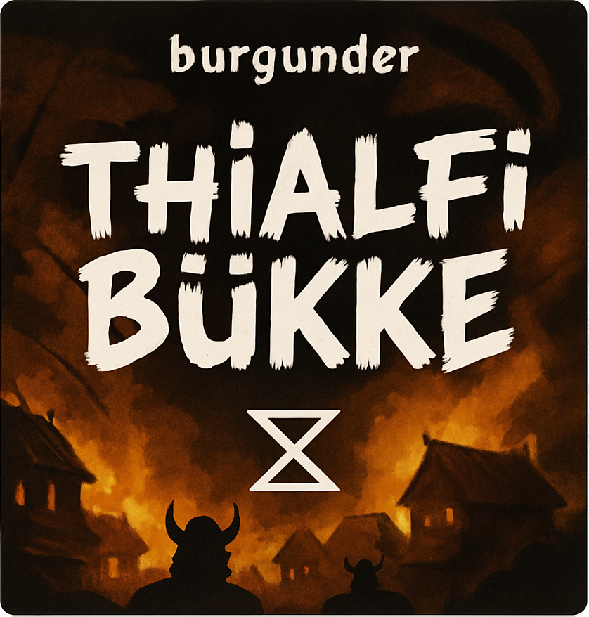 Etiket van Burgunder Thialfi Bükke